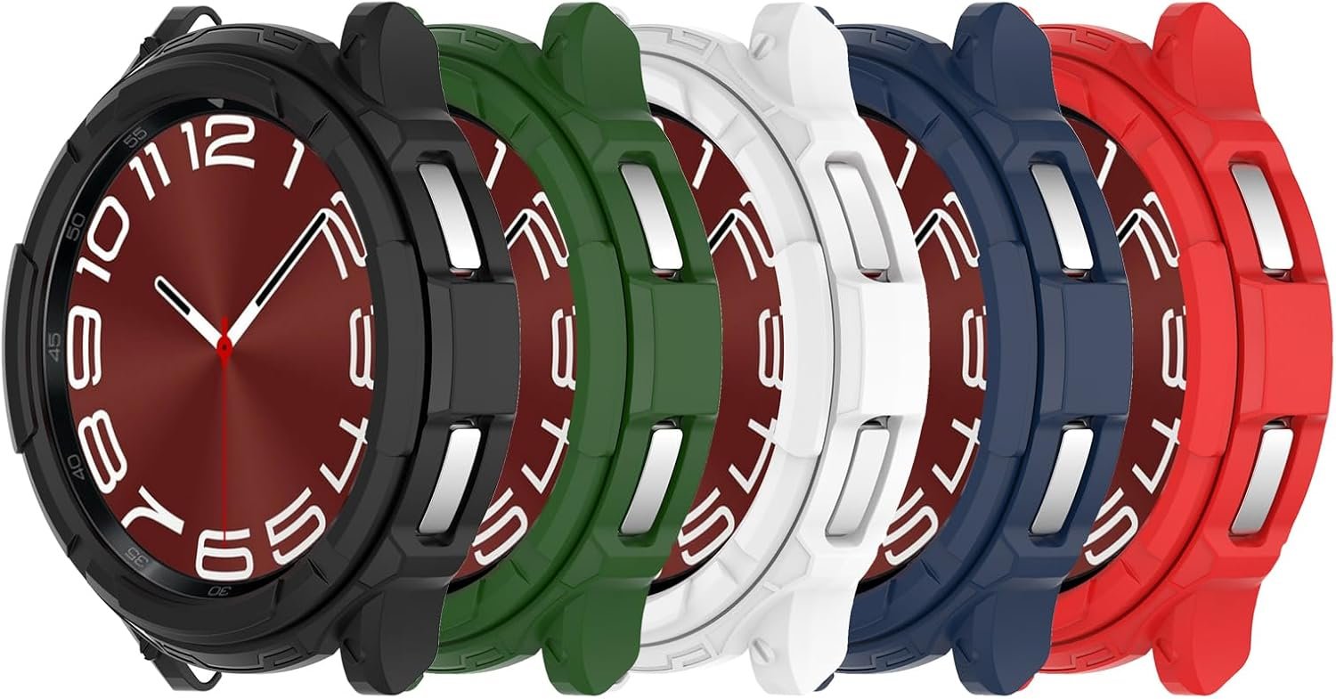 E ECSEM Compatible for Samsung Galaxy Watch 6 Classic 43mm 47mm Case, Full Edge Case with Bezel Ring Protector Cover Case Frame for Galaxy Watch 6 Classic Smart Watch (47MM)