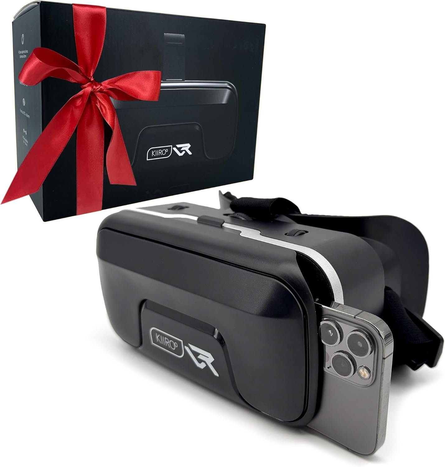 Kiiroo VR Headset for Phone - Optimized for VR Content - for iPhone, Android & Windows - Fits 5.5"-7.2" Devices - Glasses-Friendly - 40mm HD Resin Aspherical Lens - Adjustable IPD & Fixed Focus