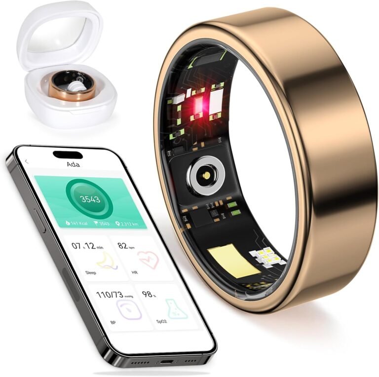 Smart Ring Fitness Monitor: Heart Rate, Blood Oxygen, Sleep & Step Tracking, IP68 Waterproof, Unisex, Compatible with iPhone & Android (Non-Medical)