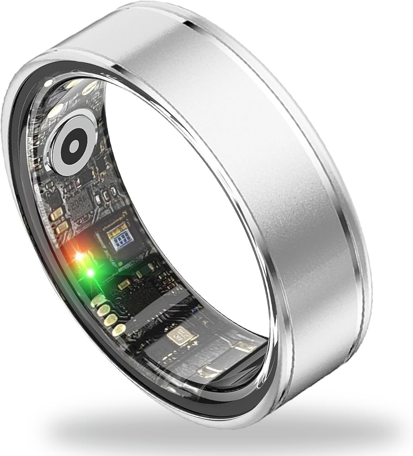 Fitness Tracker Ring for Women – Smart Ring with Heart Rate, SpO2, Blood Pressure, Sleep Monitoring, Step & Calorie Counter, 5ATM Waterproof, No Subscription Fee (Silver, 8)