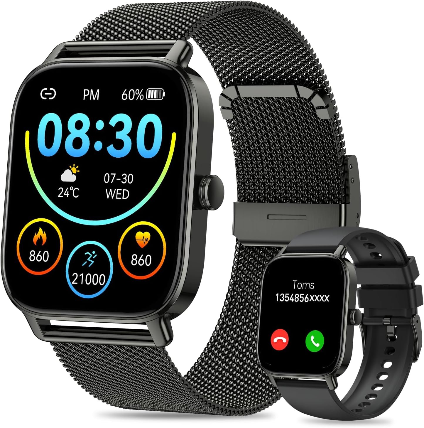 Smart Watch for Men Women Fitness: Make Answer Call Digital Mens Watches Waterproof Running Pedometer Smartwatch for Android Phone iPhone Samsung Compatible Sleep SpO2 Heart Rate Monitor Step Tracker
