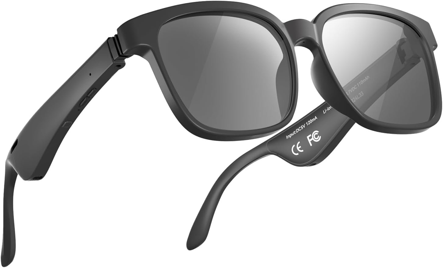 Smart Glasses, Polarized Sunglasses with Bluetooth 5.3 Speaker for Men and Women, UV400 Protection with Voice Control & Volume Control - Black