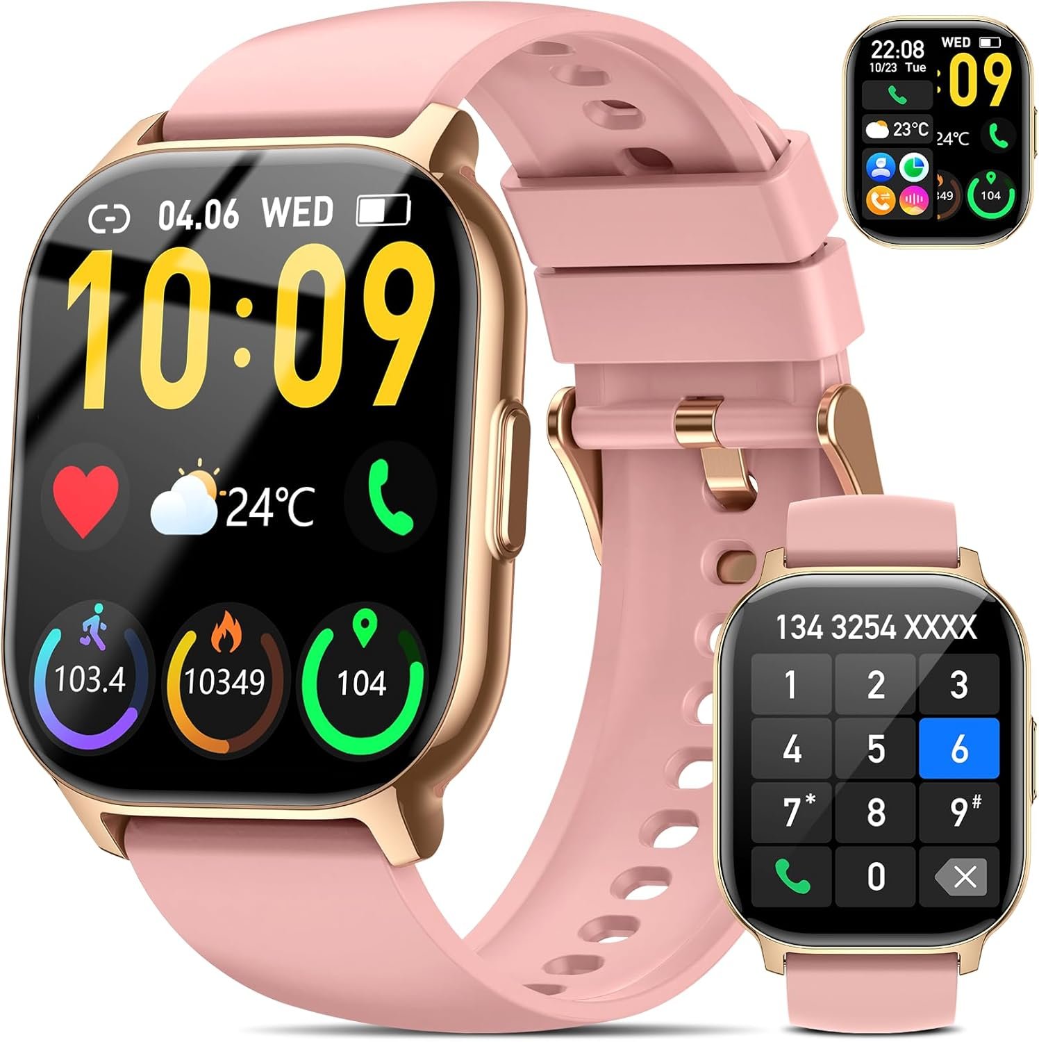 Smart Watch(Answer/Make Call), 2.1" Smart Watches for Women, Watch for Women 120+ Sport Modes Fitness Tracker with Sleep Heart Rate Monitor, Pedometer, IP68 Waterproof Fitness Watch for iOS Android