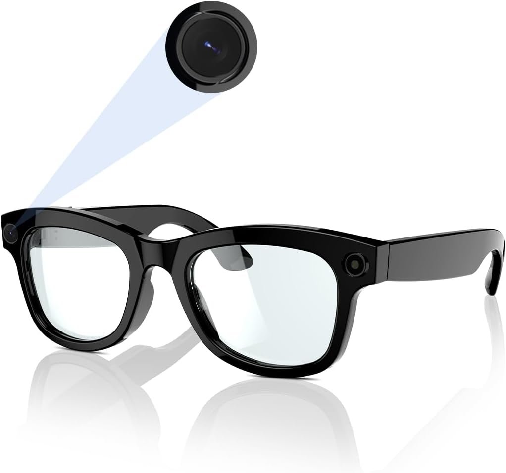 Smart Camera Glasses for Photos& Audio & Videos | 8MP HD Recording, 7H Battery, Lightweight AI Camera Glasses for Men & Women Built-in 32G Memory Card-Anti-Blue Lights Lense