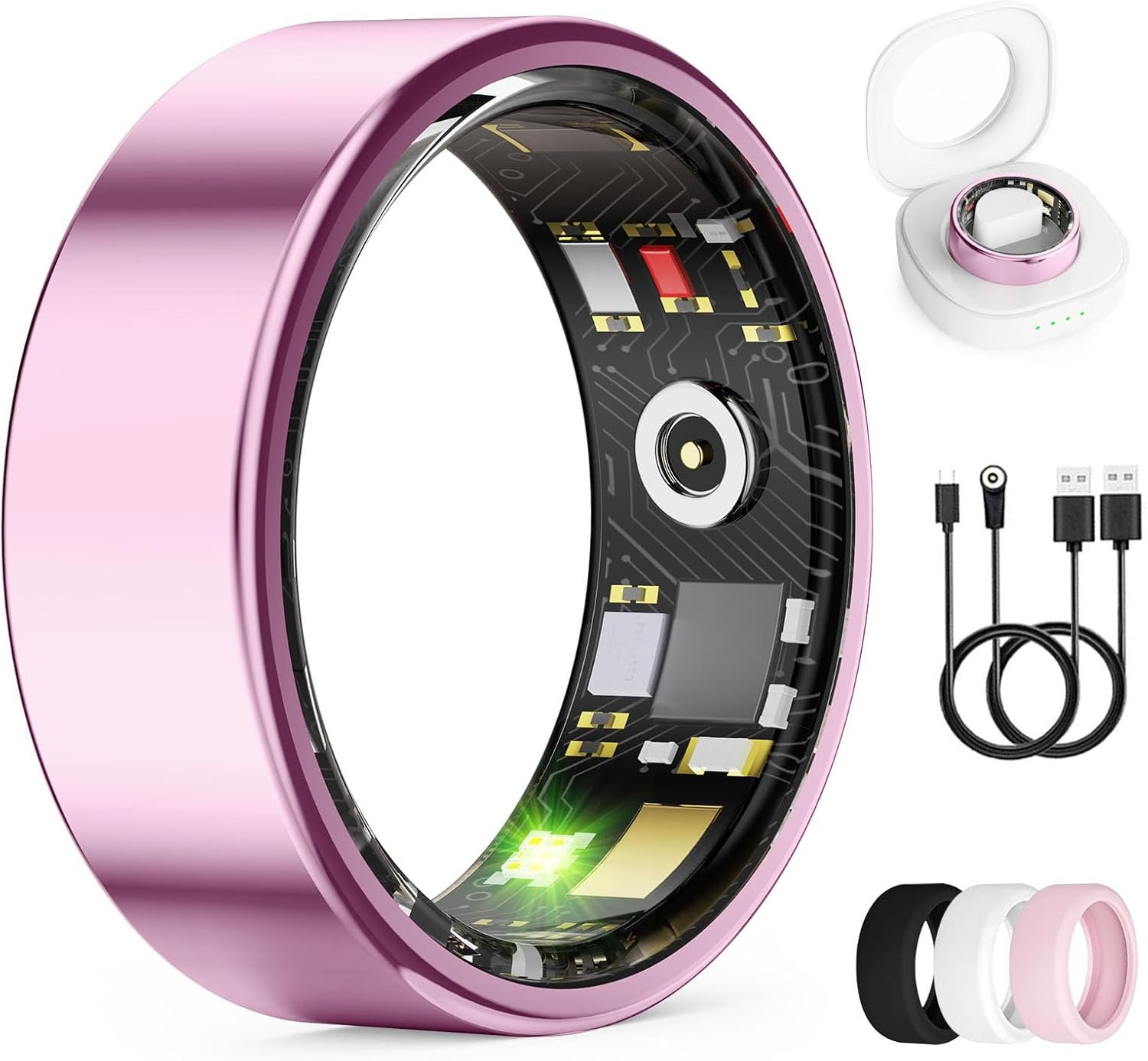 Smart Ring for Women & Men, Health Tracker Ring with Heart Rate, Blood Oxygen,Blood Pressure, IP68 Waterproof Fitness Ring, Sleep Tracker for iPhone and Android, No APP Fee (Lavender Pink, 9#)