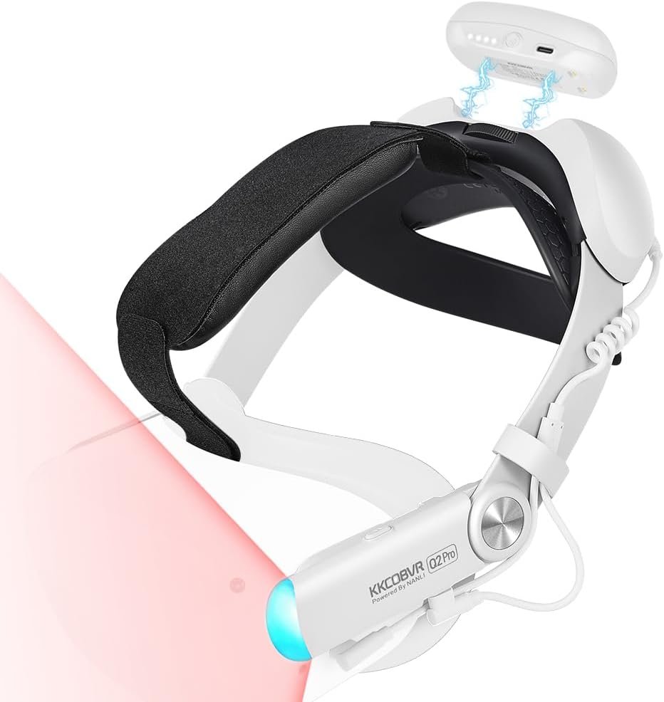 KKCOBVR IR Battery Elite Head Strap with 10000mAh Power Pack Compatible with Meta/Oculus Quest 2 Accessories, Buit-in Ir Illuminator Tracking in Dark