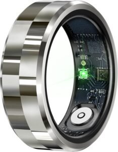 Smart Ring Men Health Ring Blood Pressure Monitor Ring Heart Rate Monitor SP-O2 Sleep Tracker Fitness Tracker Men Gesture Control Pedometer Waterproof Charging Case Compatible with iOS Android