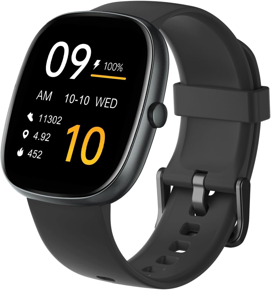 HUAKUA Smart Watches for Women Men (Answer/Make Calls), 1,85" HD Smart Watch for iPhone/Android Phones, Fitness Tracker with 100+ Sport Heart Rate/Sleep Monitor Pedometer Waterproof (Black)