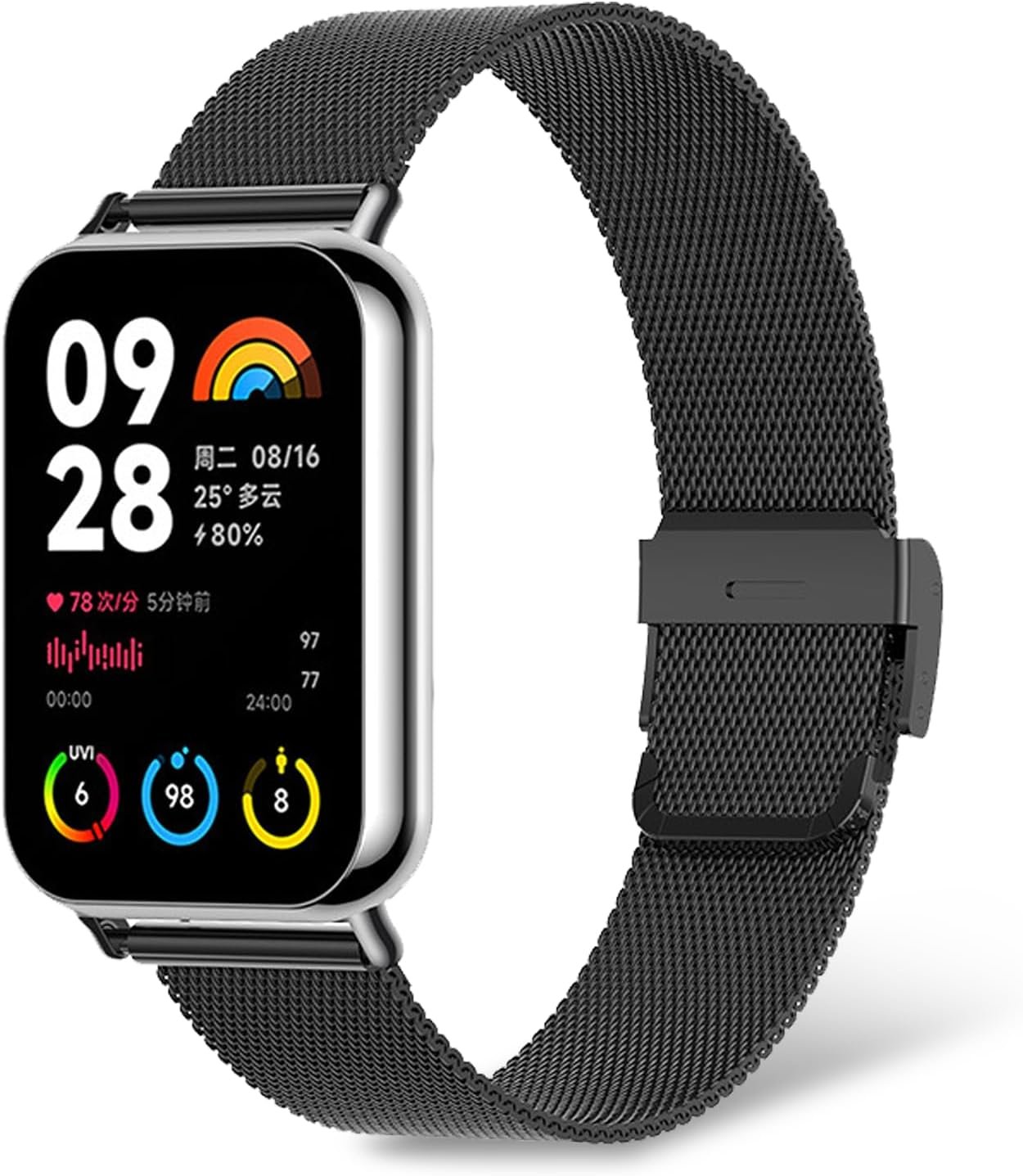 For Xiaomi Smart Band 9 Pro/Xiaomi Smart Band 8 Pro/Redmi Watch 4 Metal Replacement Bands, Stainless Steel Bracelet Replacement Mesh Metal Wristband Strap,Adjustable wristband