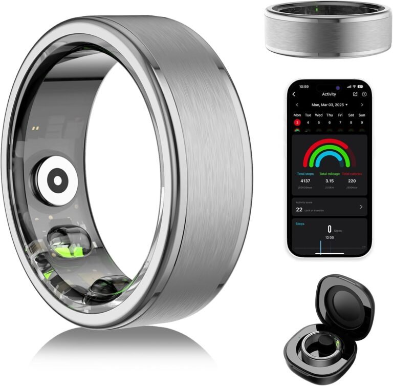 Smart Ring for Women Men – Fitness Tracker with Heart Rate/Blood Oxygen/Stress Monitor/Steps/Sleep Tracking, No App Subscription, 5ATM Waterproof Health Rings(11#)