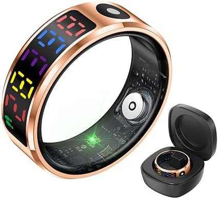 ZiCOWAY R12 Color Display Screen Smart Ring for Men Women,5ATM Waterproof Fitness Tracker with 24/7 Heart Rate/Sleep/Steps Detection,Medical Grade Metal Case,Compatible with iOS and Android