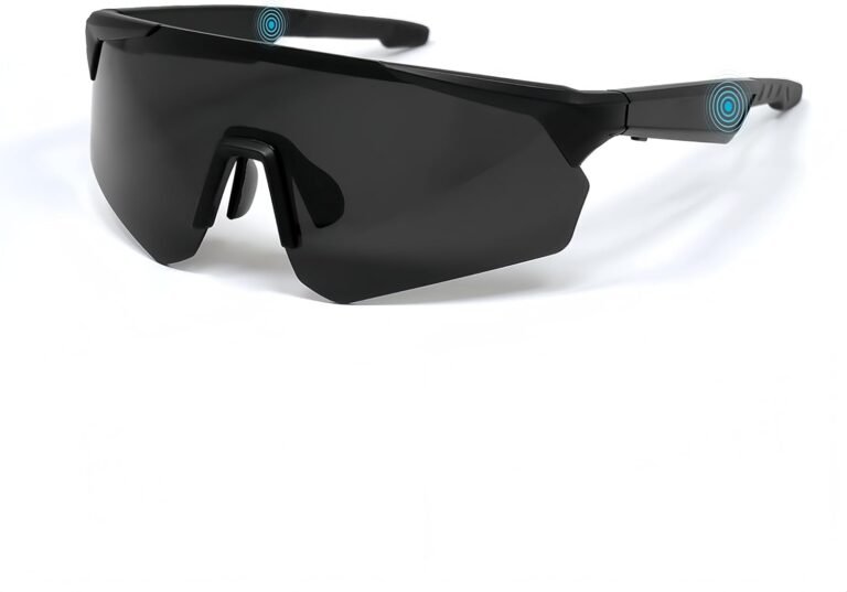 Smart Cycling Glasses for Men & Women – Bluetooth Sunglasses with UV400 Protection, Open-Ear Speakers, Built-in Mic – Sports Running, Cycling, Outdoor Glasses 02 black frame gray lens