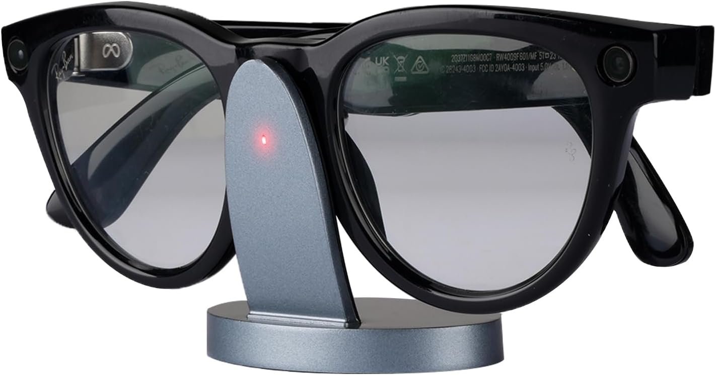 RayBan Meta Smart Glasses Charger Dock - Portable Fast Charging Station with LED Light, Includes 39" Type-C Cable & USB A Adapter