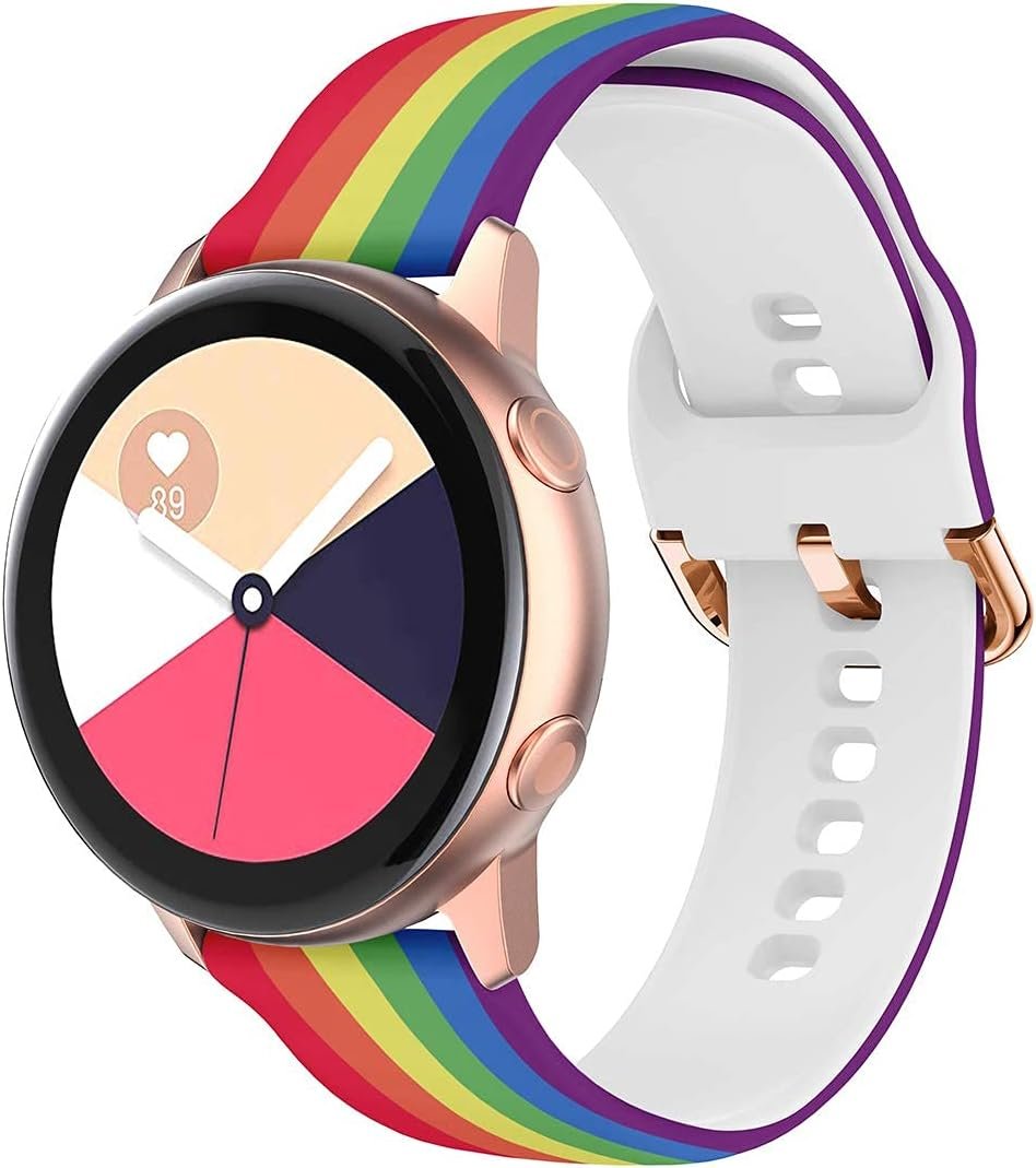 Minggo Band Compatible with Samsung Galaxy Watch Active/Active2 40mm/44mm,Silicone Sports Wristband Replacement Compatible for Galaxy Watch 42mm/Gear S2 Classic/Gear Sport Smart Watch (Rainbow)