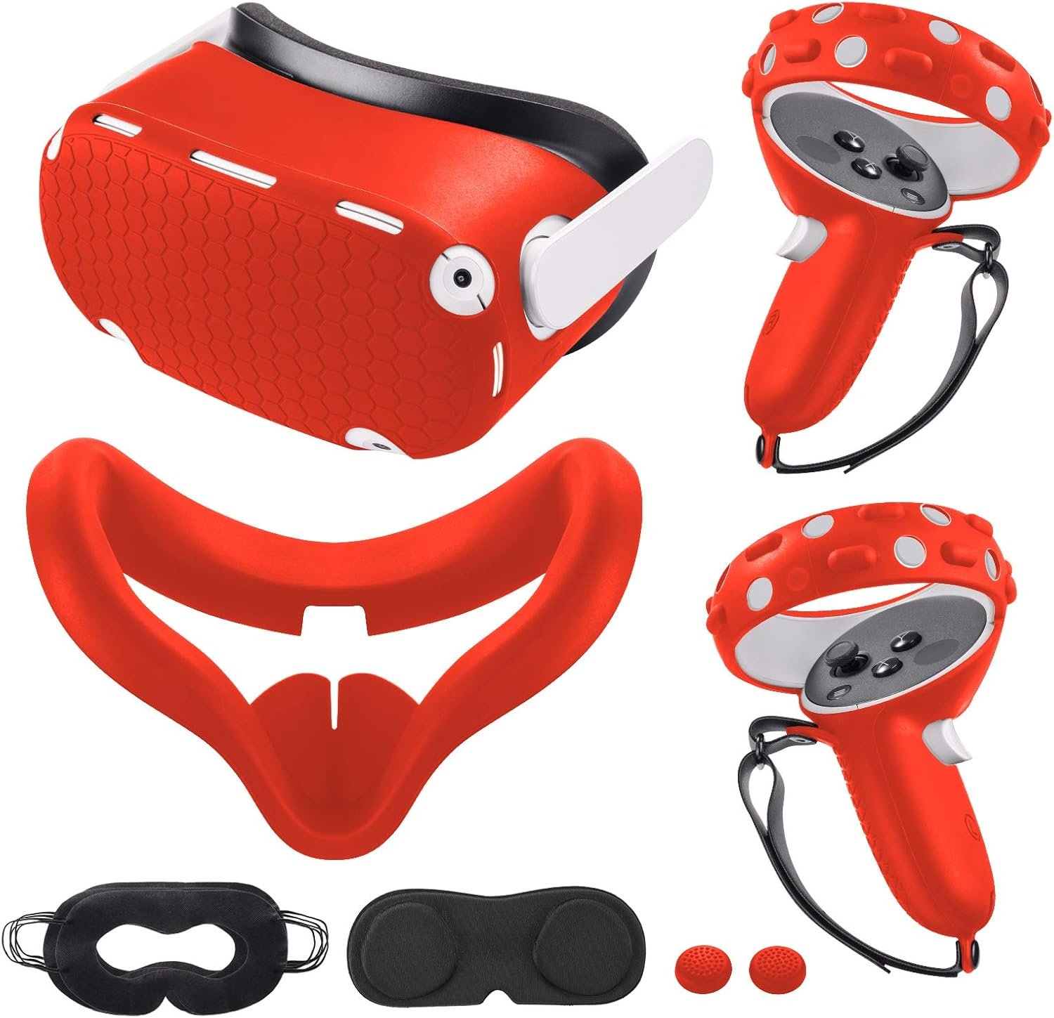 Compatible with Oculus Quest 2 Accessories, Silicone Face Cover, VR Shell Cover,Touch Controller Grip Cover,Protective Lens Cover,Disposable Eye Cover