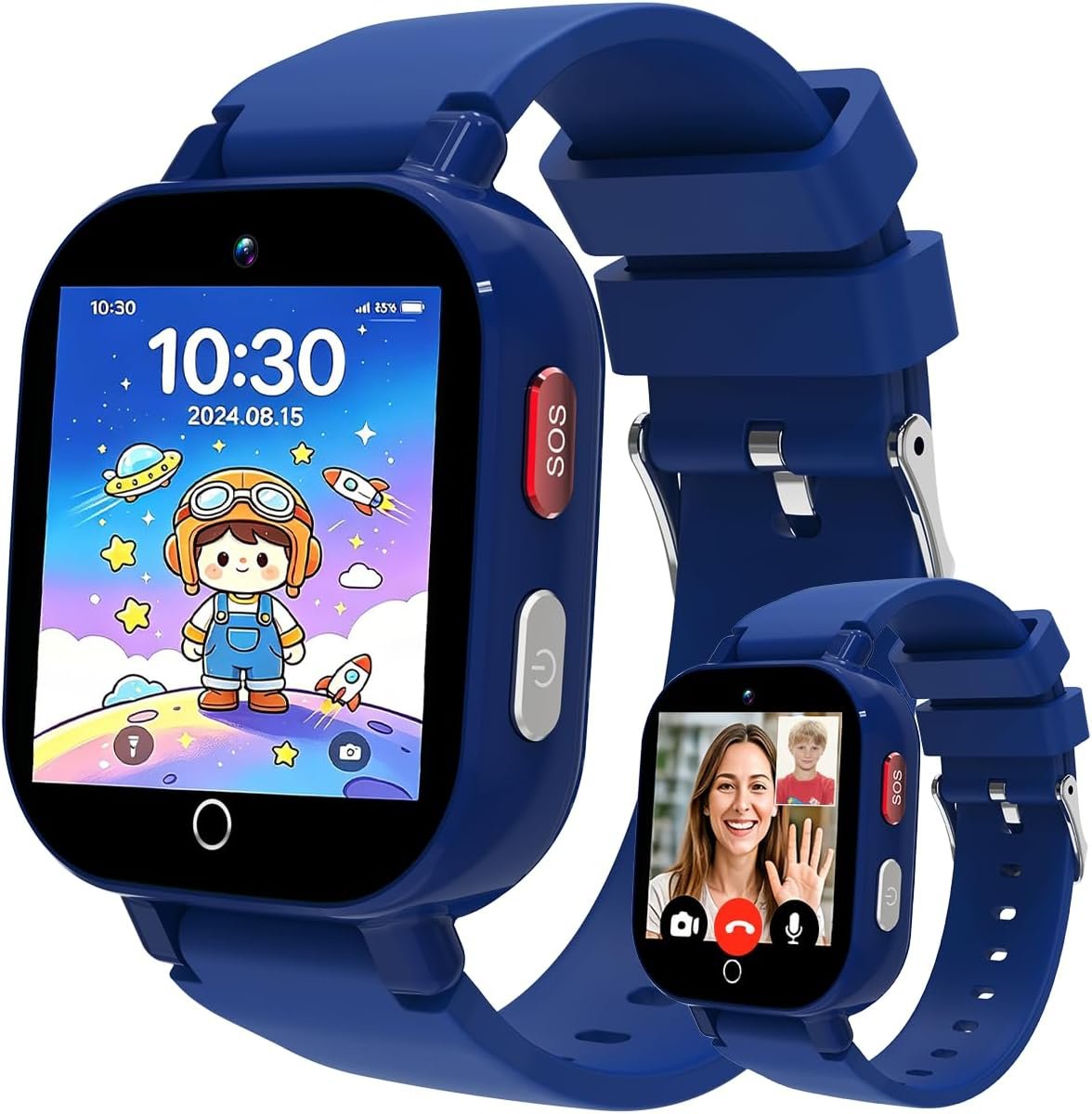 4G Kids Smart Watch with GPS Tracker, Video & Voice Call, SOS, WiFi, IP68 Waterproof, AI Smart Features, Parental Control Phone Watch for Boys Girls Age 4-12(SIM Card Included)