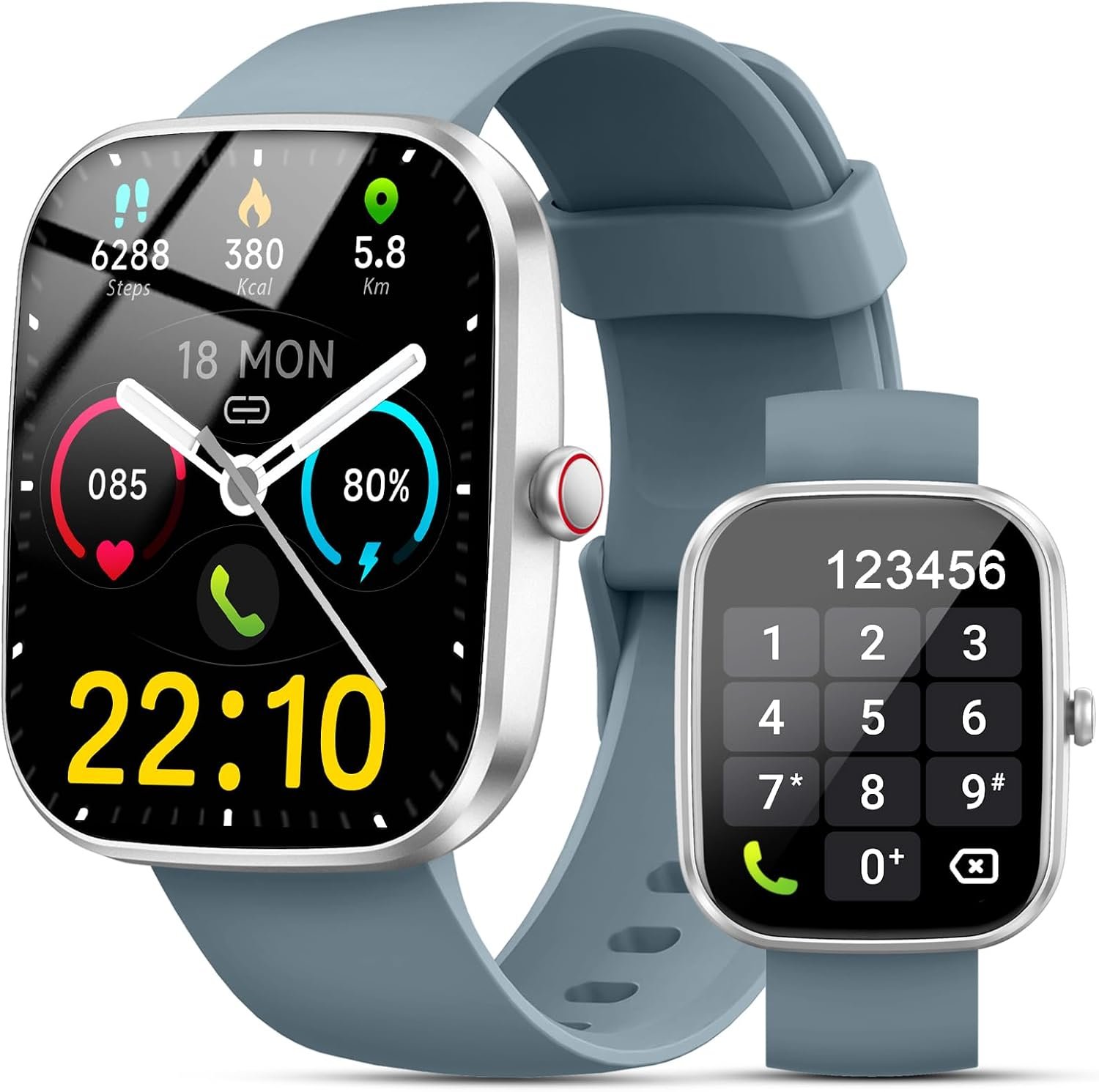Smart Watch for Men Women, 1.91"Smartwatch (Answer/Make Call), Fitness Tracker with 100+ Sport Modes, IP68 Waterproof, Heart Rate/Sleep Monitor/Pedometer, Activity Tracker for Android iOS Gray